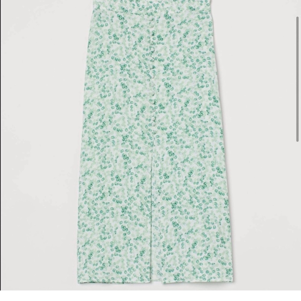 H&M Green Pencil Midi Skirt with Slit
